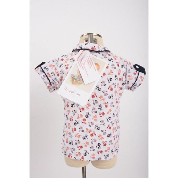 Pretty Originals England Boys Shirt 3 Mos Suspenders Shorts Scooter Print NWT - Picture 6 of 9